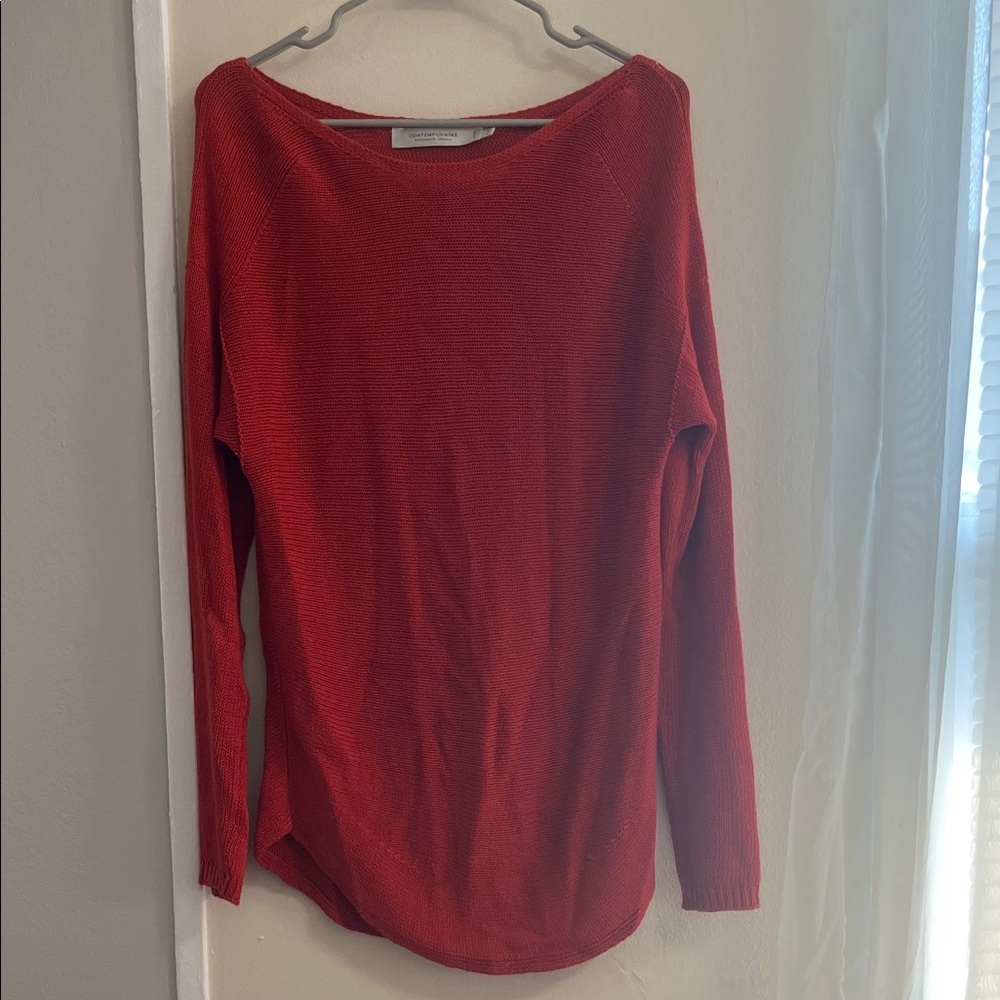 Contemporaine Oversized Orange Knit Sweater